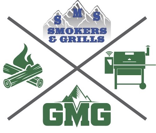 SMS smokers and grills logo; GMG dealer